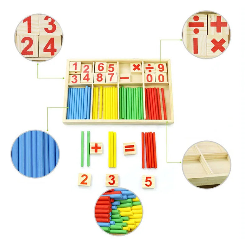 Kids Wooden Math Toys for Children Montessori Educational Learning Number Counting Sticks Kindergarten Mathematics Teaching Aids