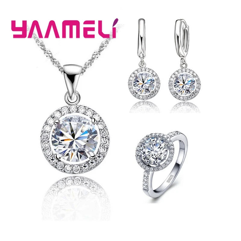 Sterling Silver Zircon Jewellery Set
