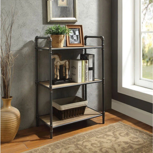 Itzel Antique Oak Sandy Gray Finish Bookshelf