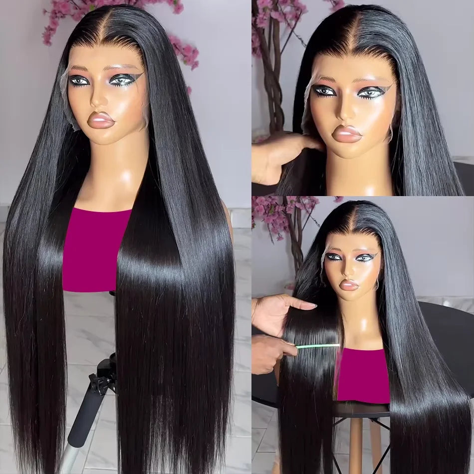 30 40 Inch 13x4 13x6 Straight HD Lace Frontal Wigs Brazilian Remy Lace Front Human Hair Wig Pre Plucked For Women 200 Density
