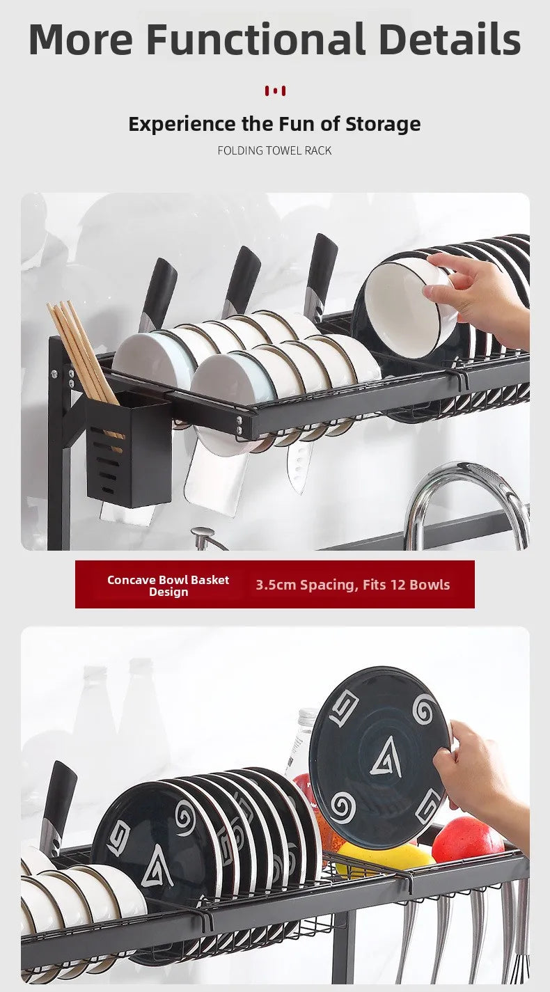 Kitchen Sink Multi-Function Rack Dish Drainer Plate Bowl Storage Shelf Countertop Home Use Organiser Utility Rack Shelf