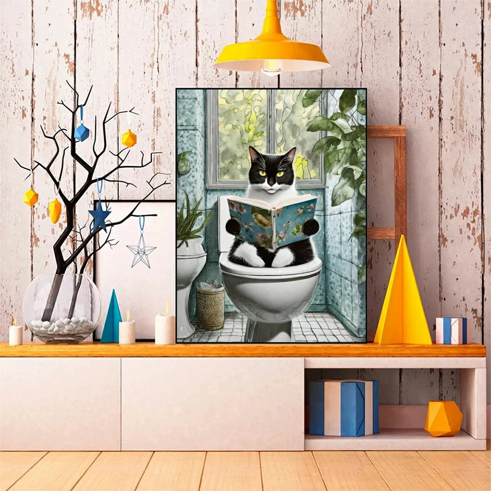 New Cow Cat 5D DIY Diamond Painting Kit Black and White Cats Portrait Diamond Embroidery Mosaic Carft Rhinestone Gift Home Decor