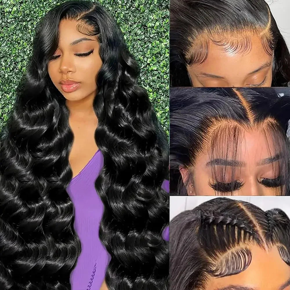 Varlea 200% Density 40 Inch Body Wave Human Hair Loose Body Wave Lace Front Wig 13x6 13x4 Hd Lace Frontal Wigs Black For Women