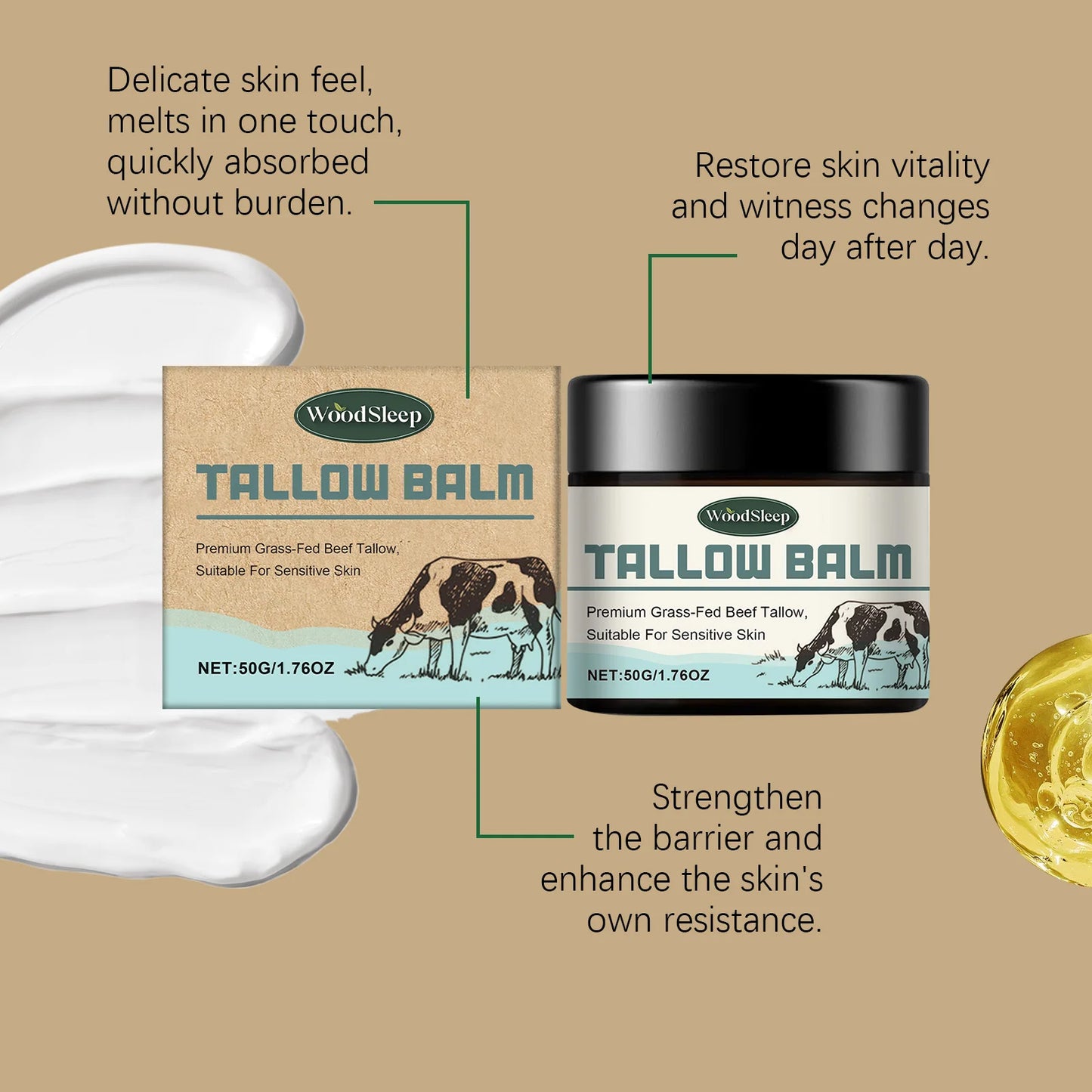 Beef Tallow Cream for Dry Damaged Skin