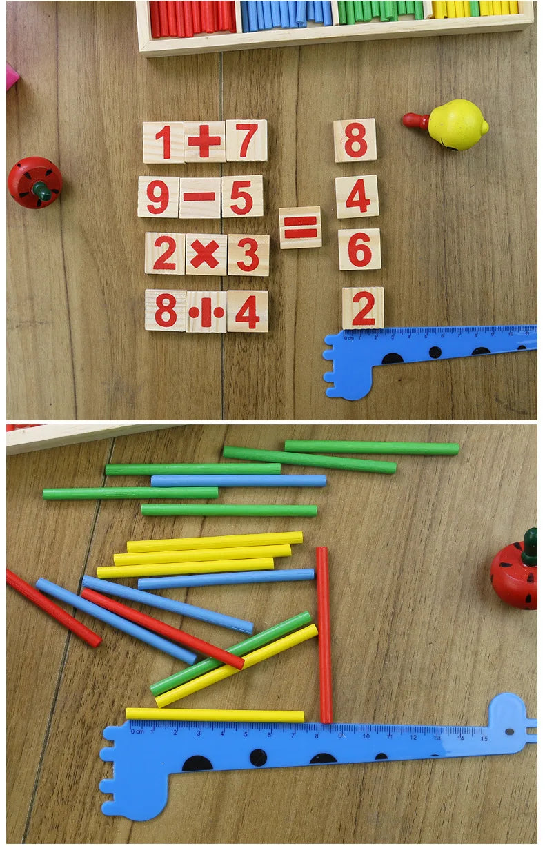 Kids Wooden Math Toys for Children Montessori Educational Learning Number Counting Sticks Kindergarten Mathematics Teaching Aids