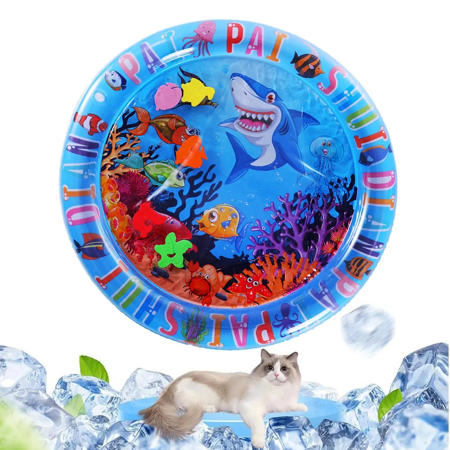 Water Sensory Play Mat Thickened Inflatable Water Mat For Cat And Dog Pet Playmat With Fish Sea Ocean Theme Sensory Toy Water