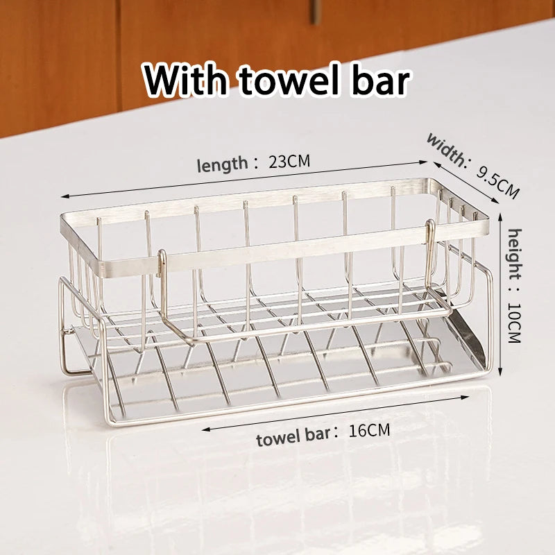 Sink Cleaning Tools Storage Rack Kitchen Multifunctional Stainless Steel Drain Rack for Sponge Cleanser Organiser Rag Hanger