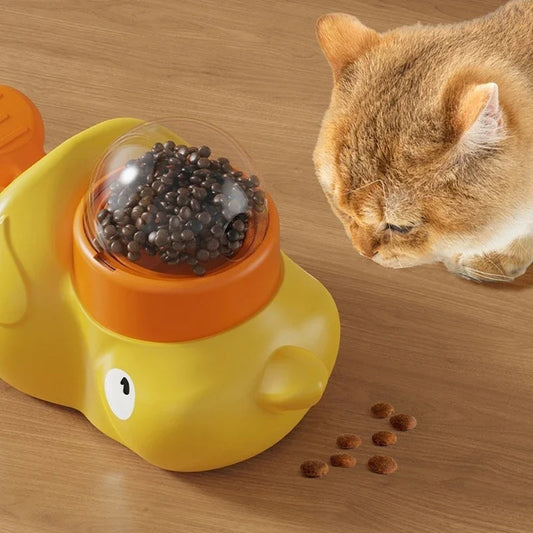 Little Yellow Duck Interactive Pet Feeder – Automatic Food Dispenser & Training Toy for Cats and Dogs