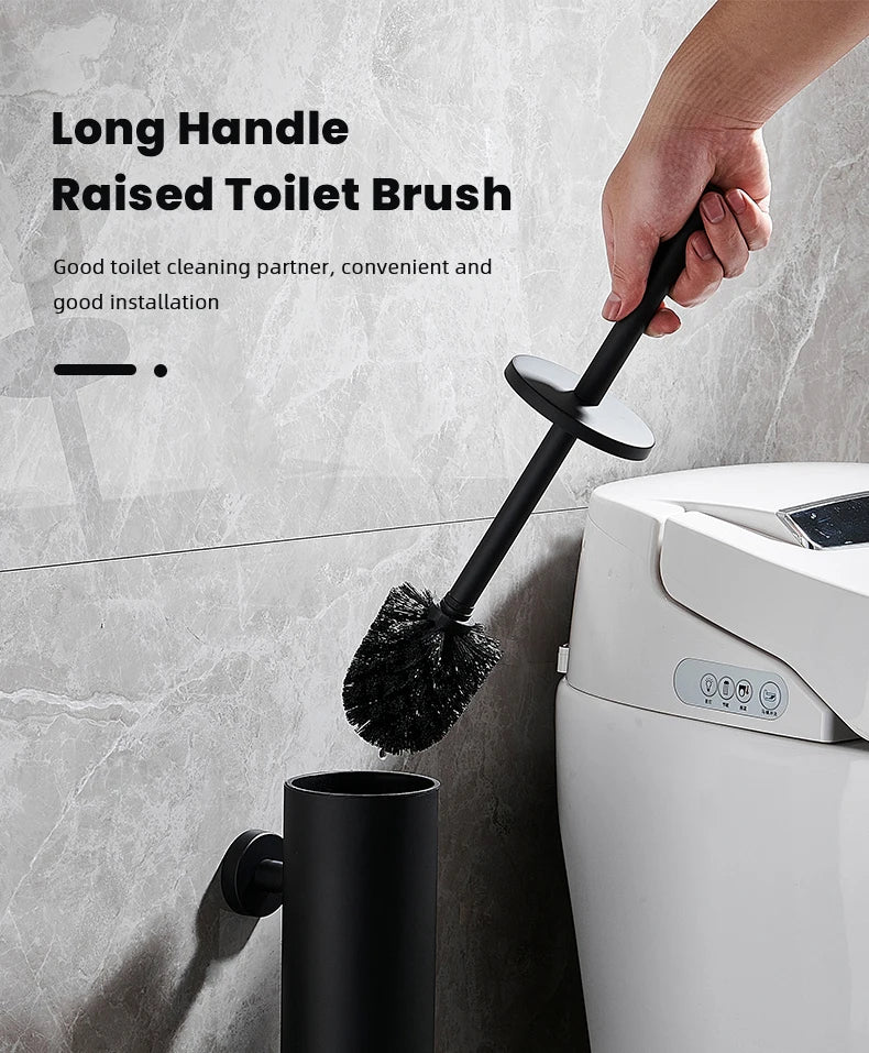 Stainless Steel Bathroom Toilet Brush Holder Accessories Black Toilet Brush Wall Mounted WC Cleaner Brush FR07