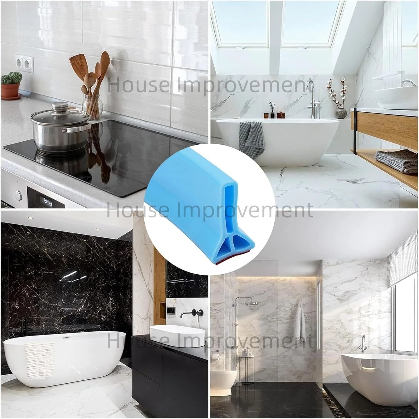 Shower Water Barrier Collapsible Self Adhesive Silicone Strip Trim Splash Guard Bendable Shower Threshold Water Barrier