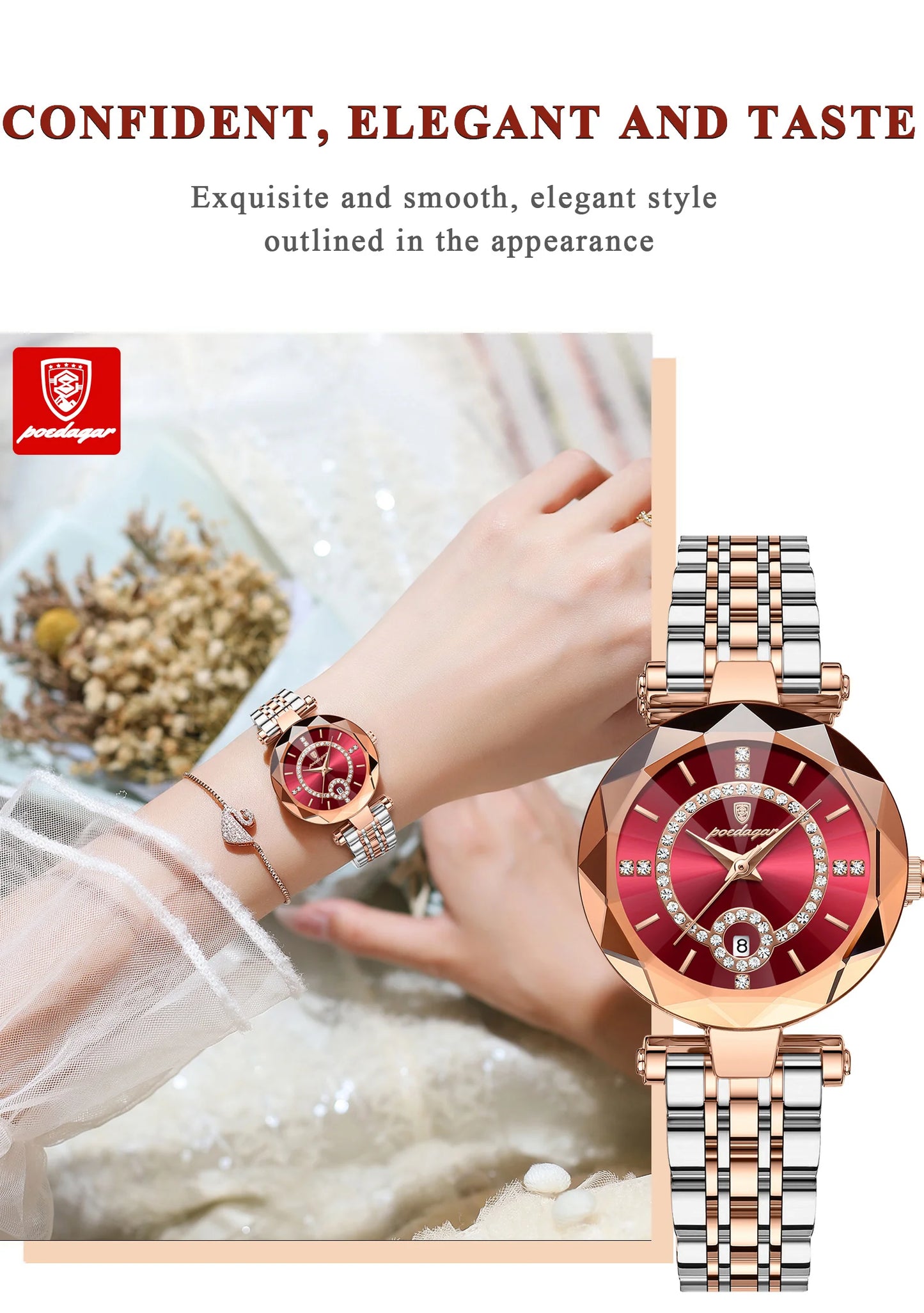 POEDAGAR High Quality Exquisite Wristwatch For Woman Waterproof Stainless Steel Date Quartz Ladies Watch Elegant Women's Watches