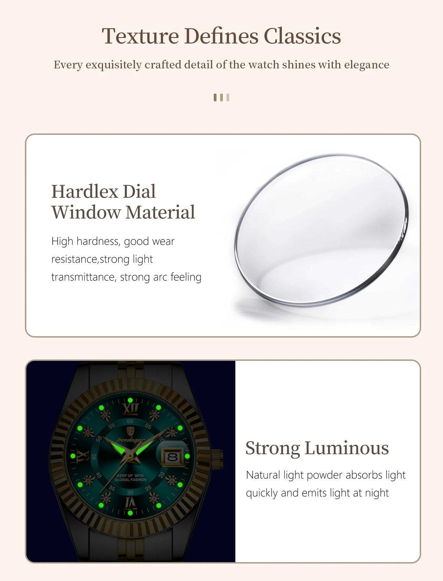 POEDAGAR Top Luxury Couple's Watches Luminous Date Classic Watches For Couple Quartz Stainless Steel Couple Watch Lovers Set+Box