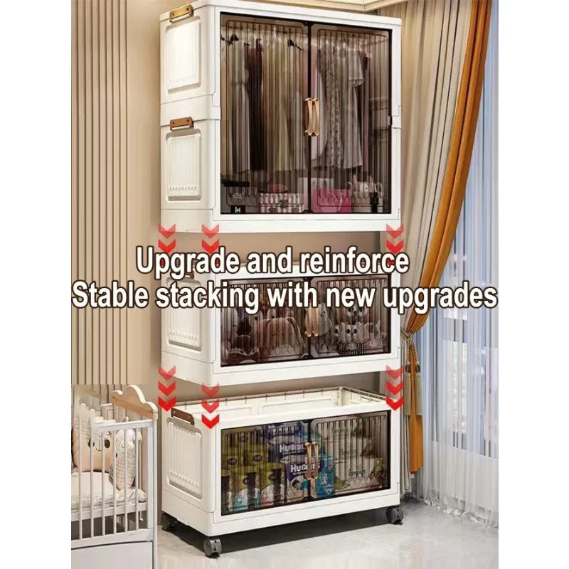 70-80cm Multifunction Folding Storage Cabinet | Dustproof Foldable Wardrobe & Closet Organiser | Heavy-Duty Household Sundries Locker Storage Box
