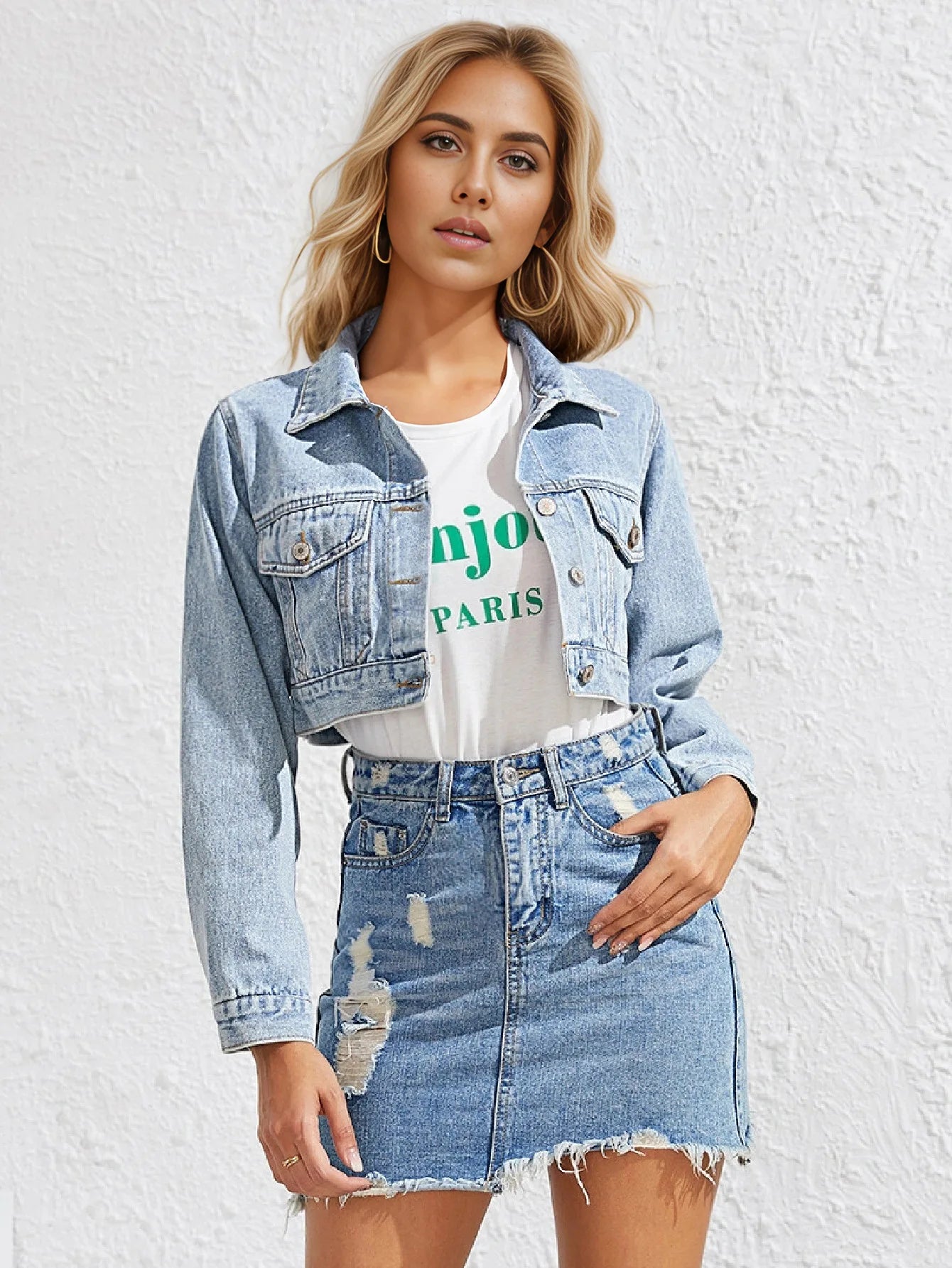 Women's Fashion Lapel Short Denim Coat Spring Summer New Casual Loose Retro Female Versatile Long Sleeve Denim Jacket Tops 2026