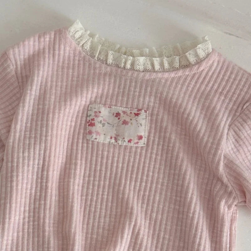 2026 Summer Baby Girls Clothes Lace Collar Toddler Base Tee Korean Style Short Sleeve Infant Shirt