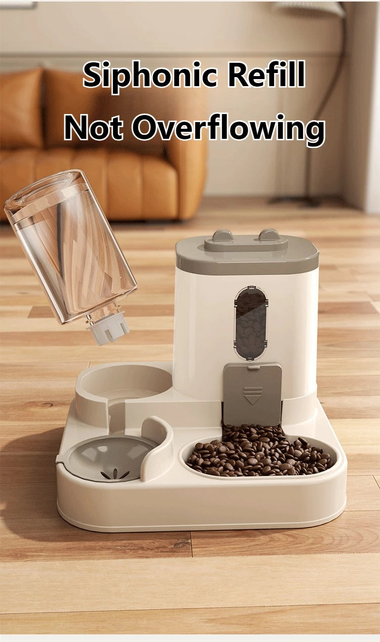 2-in-1 Gravity Pet Feeder and Water Dispenser, Small Dog Cat Food and Water Dispenser, Pet Feeder Water Bowl