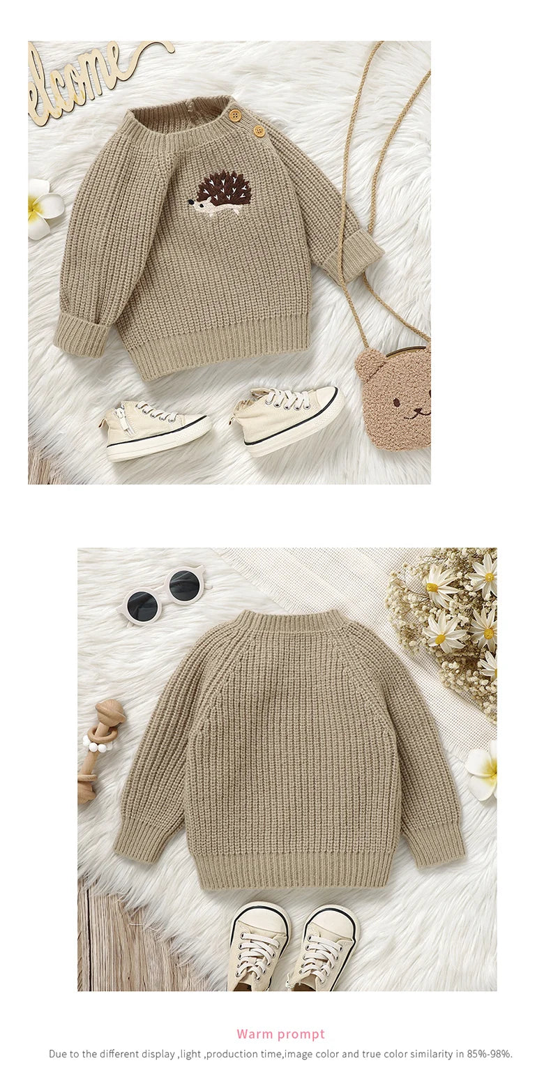 Baby Sweaters Knitted Newborn Girl Boy Pullover Long Sleeve Autumn Infant Children Clothing Cute Cartoon Hedgehog Tops Outerwear