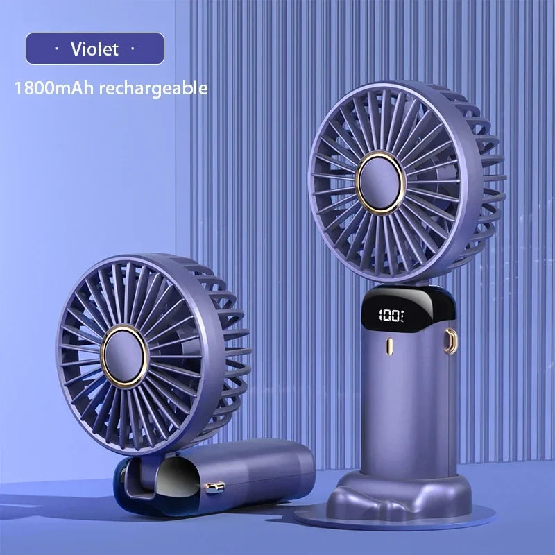 5 Speed Handheld USB Rechargeable Foldable Mini Fan 1800mAh