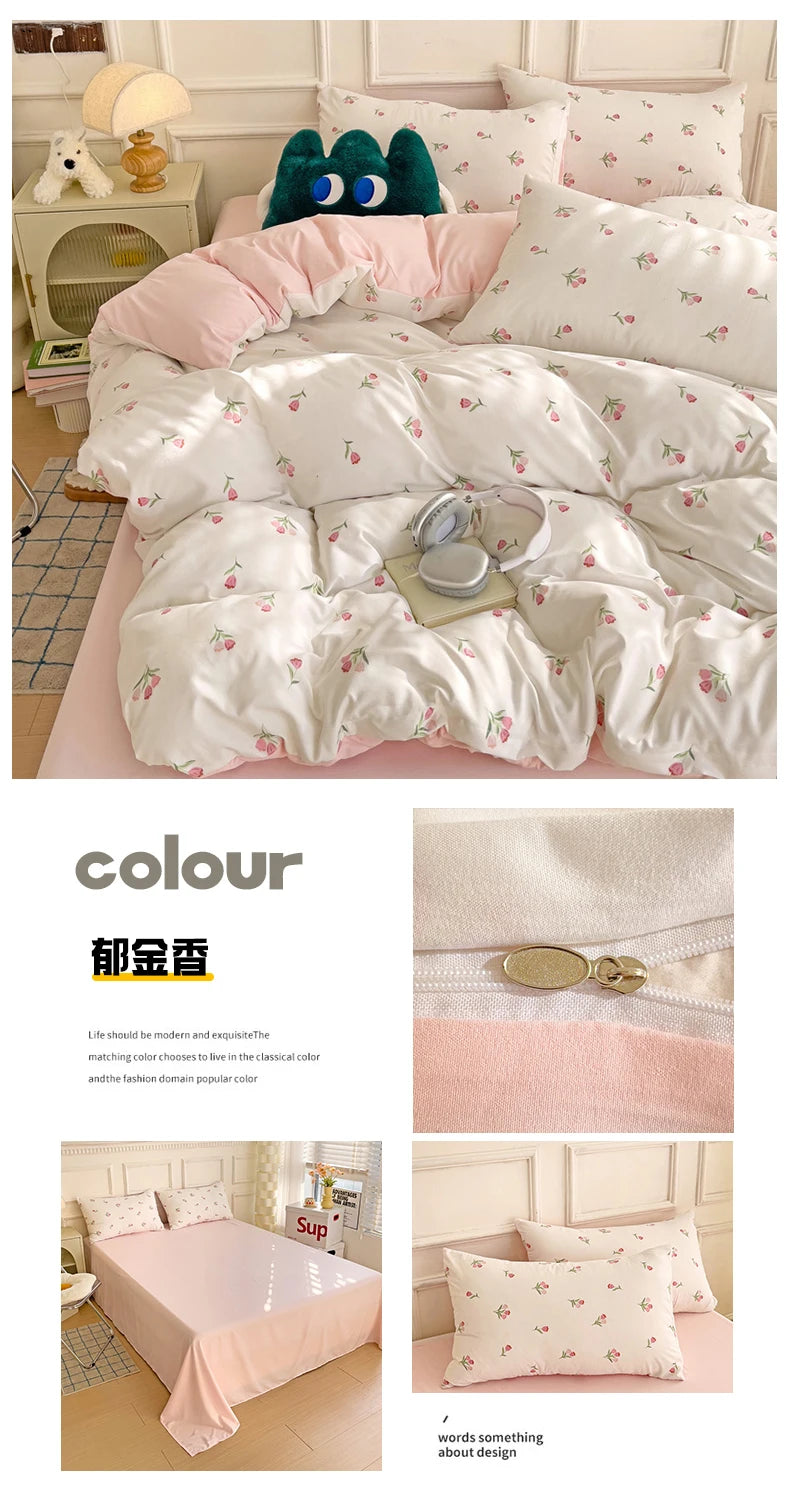 3-piece Cartoon Heart-shaped  Duvet Cover & Pillowcases