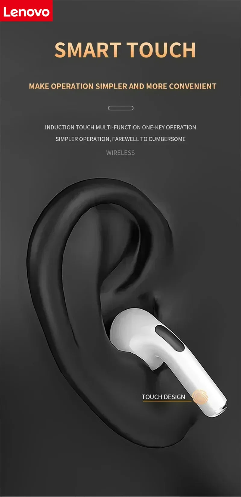 Lenovo Wireless Earphones J18 In Ear TWS Bluetooth Ture Sport Headphones HiFI Stereo Game Waterproof Headset With Microphone