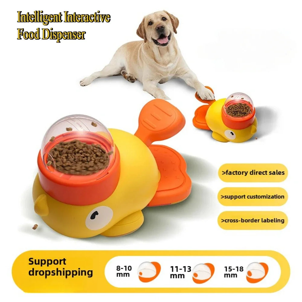 Yellow Duck Interactive Dog Food Dispenser Feeder for Cats Durable Plastic Training Toys Cat Accessories Puzzle Pet Automatic