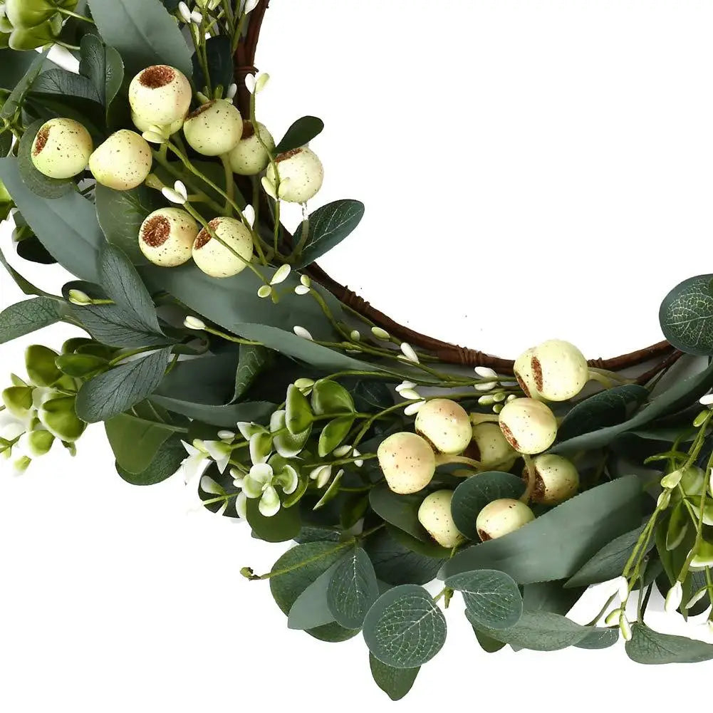 45cm Easter Holiday Garden Decoration Rattan Wreath Simulation Eucalyptus Leaf Rattan Door Head Pendant