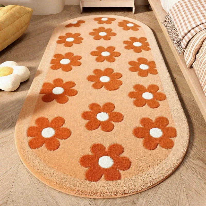 Flower Pattern Carpets for Living Room Thicken Plush Bedroom Decor Pink Carpet Fluffy Soft Bedside Floor Mat Washable Lounge Rug