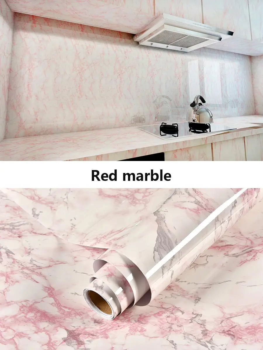 PVC Thickened Waterproof And Oil-proof Marble Wallpaper Self-adhesive Sticker Bathroom Cabinet Cooktop Desktop Decorative Film