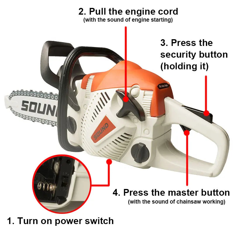 Toy Chainsaw with Goggles Children Electric Power Chainsaw with Sound Kids Toy Tools for Tool Bench Boys Gift Pretend Play Toys