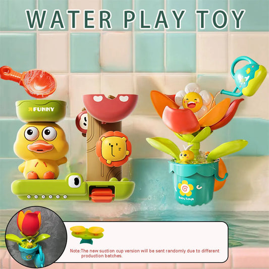 Baby Bath Toy Play Water in Duck/Flower Shape Lion Waterwheel Children Fun in Shower Bathtub with Suction Cup in Kid Gift