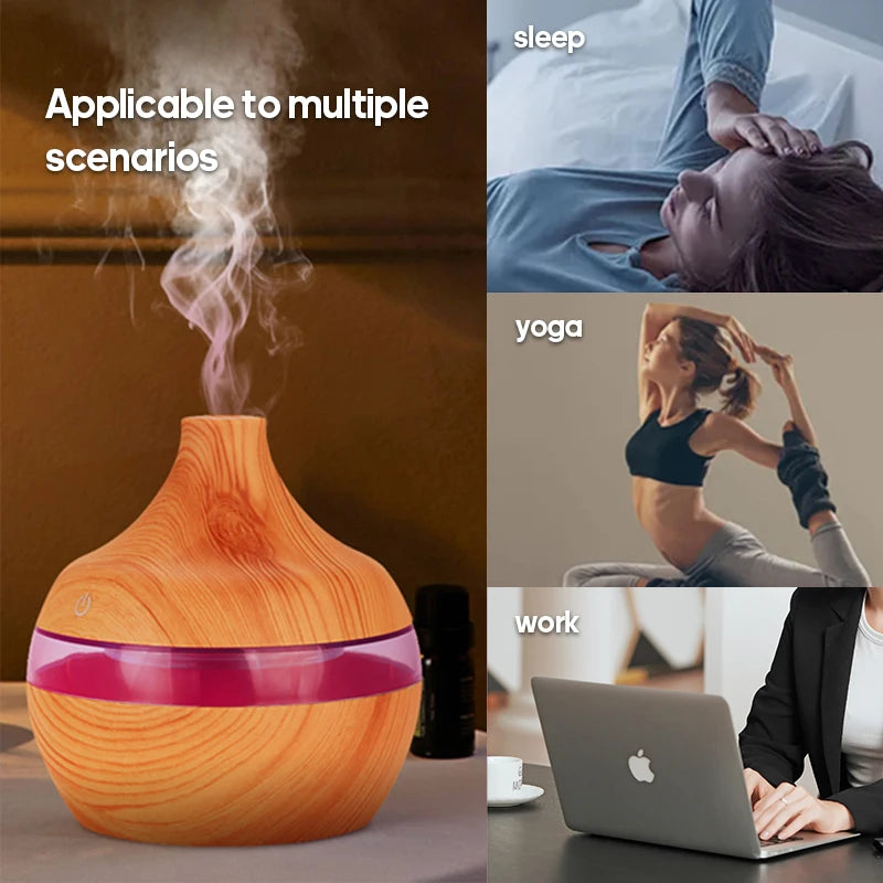 Wood Grain Humidifier 300ml USB Aroma Diffuser Atomizer USB Household Humidifier Hydrating Instrument Desktop Humidifier