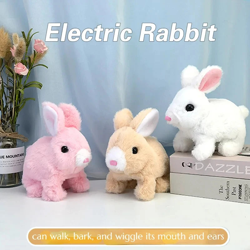 Electronic Plush Rabbit Toy – Walking, Jumping, and Ear-Shaking Electric Bunny for Kids