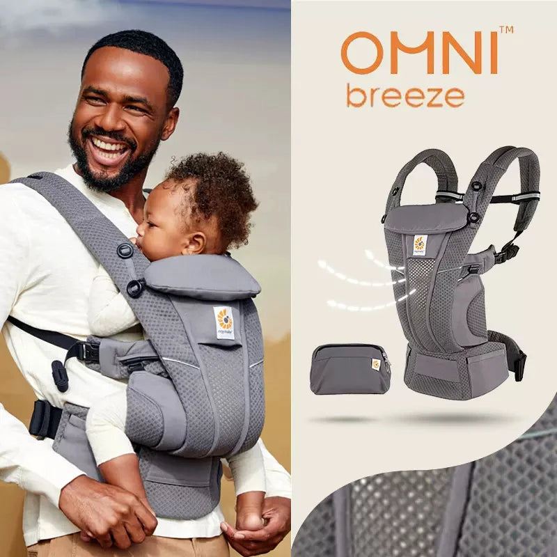 Ergobaby All Carry Positions Breathable mesh baby carrier, enhancing lumbar support and airflow (7-45 pounds)