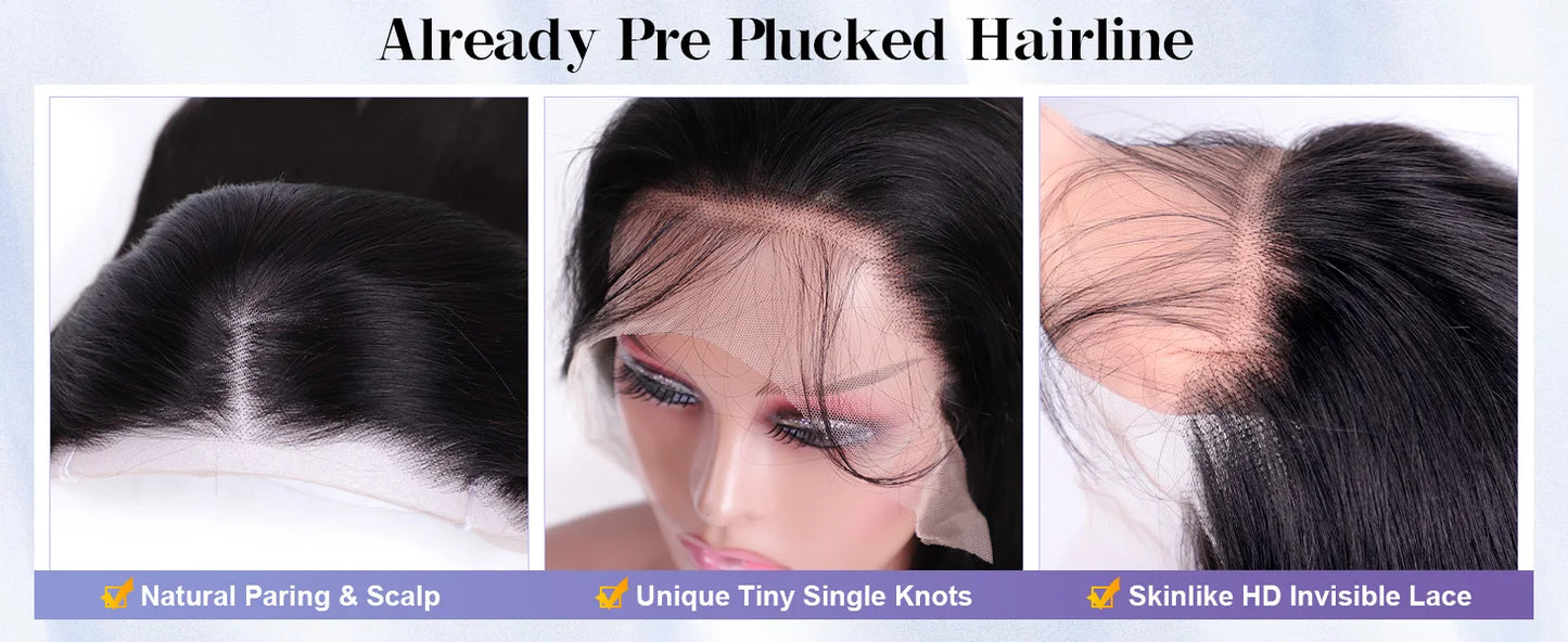 30 40 Inch 13x4 13x6 Straight HD Lace Frontal Wigs Brazilian Remy Lace Front Human Hair Wig Pre Plucked For Women 200 Density