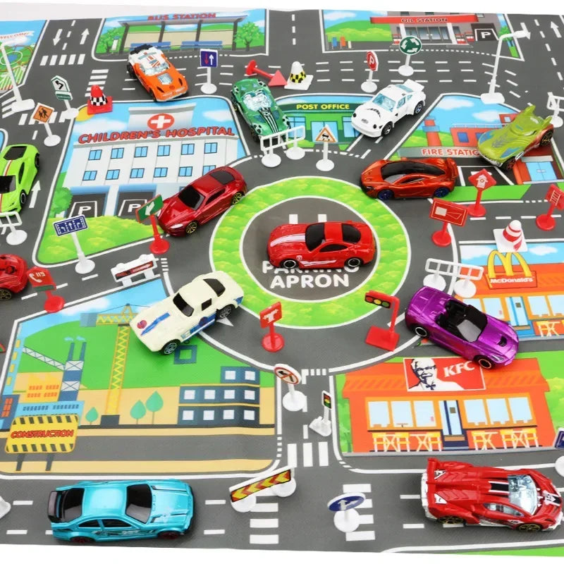 Waterproof Baby Play Road Mat City Traffic Map Montessori Educational Toys for Kids Crawling Playmat Portable Plastic Carpet
