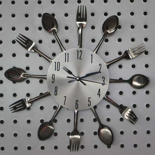 Silver Aluminum Wall Clock Kitchen Decor