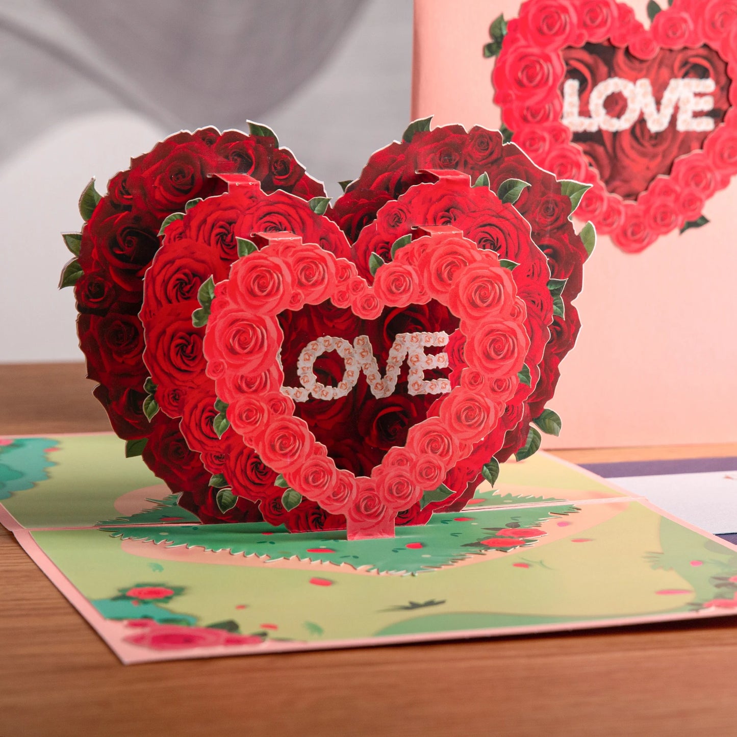 3D Love Pop Up Card for Valentine's Day Wedding Invitations Anniversary Wife Husband