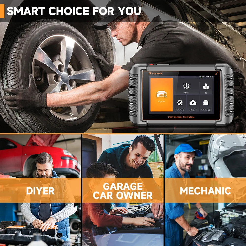 Foxwell NT809TS Bidirectional Car OBD2 Scanner Diagnostic Tool TPMS programming OBD2 Bluetooth Scanner All System Active Test