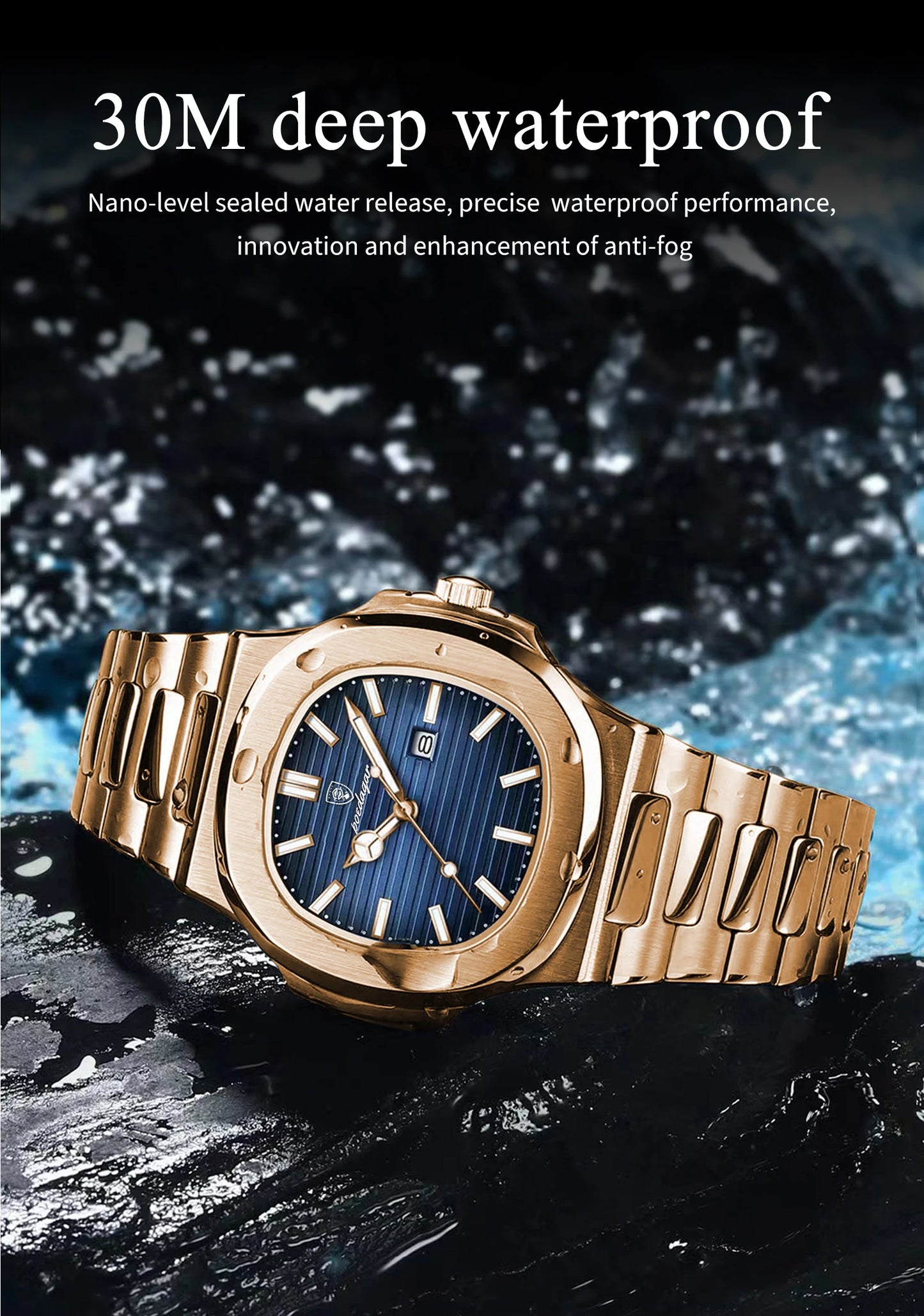 POEDAGAR Fashion Couple Watch Waterproof Luminous Date Stainless Steel Quartz Love Wristwatch Square Watches for Boyfriend Gift