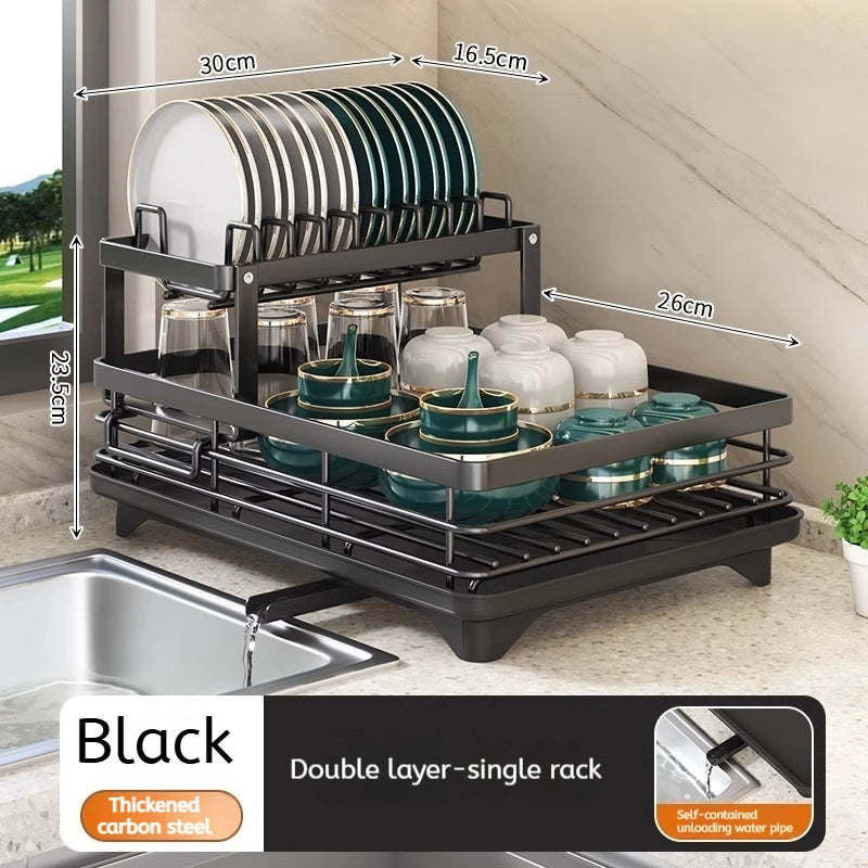 Expandable Over Sink Dish Drying Rack Kitchen Plate Bowl Organiser With Drainboard Countertop Utensil Storage Space Saving Shelf