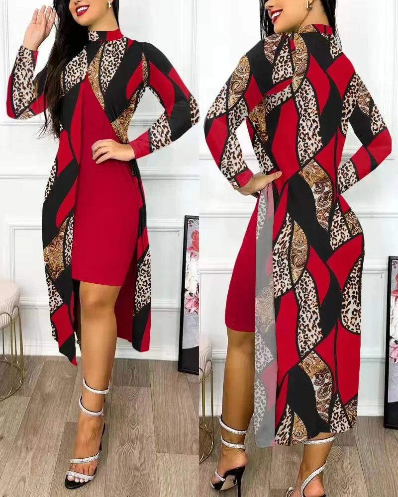 Two Piece Split Cardigan Dress