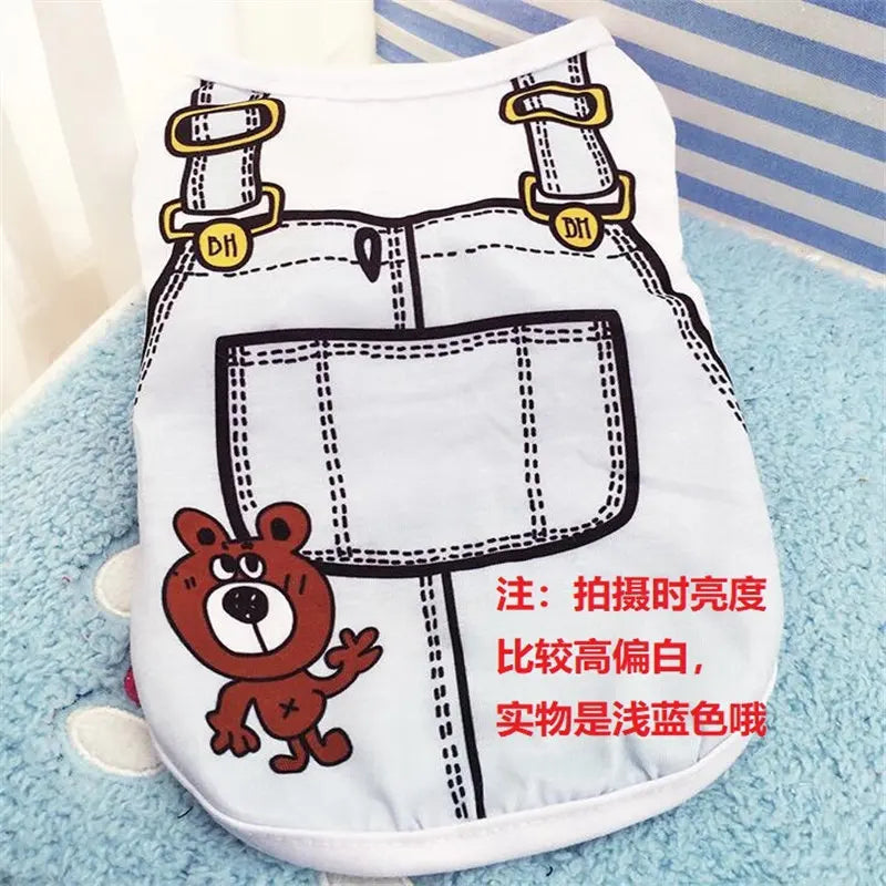 Cartoon Dog Clothes – Soft Summer Vest & Casual T-Shirt for Small Puppies