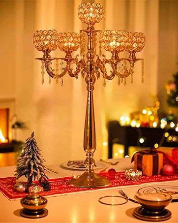 20Sets Acrylic Candelabras Centerpieces for Wedding 38.5inch Clear 8 Arm Candlesticks Holder for Event Fit LED Candles