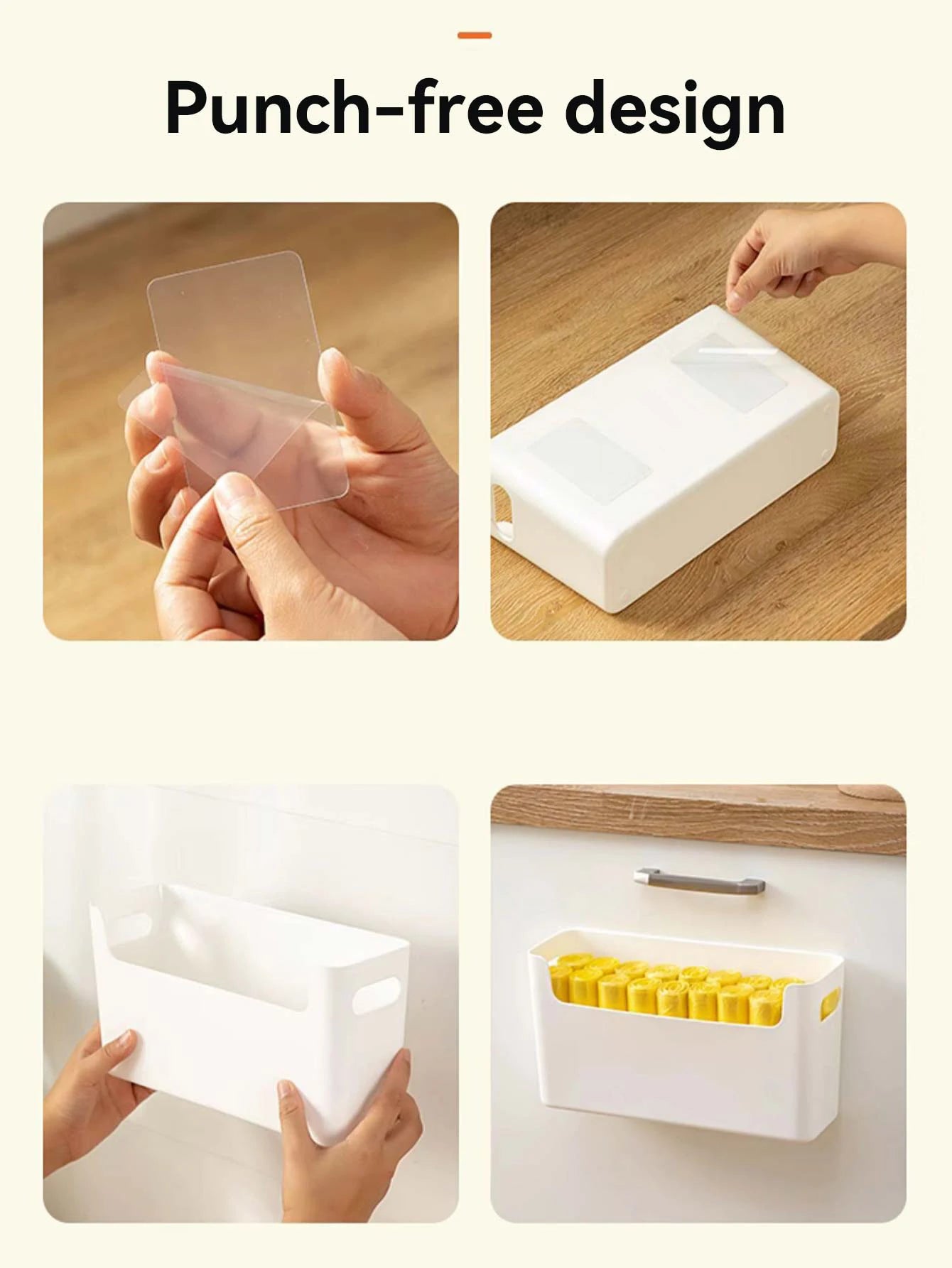 WORTHBUY Wall Mounted Punch Free Self Adhesive Storage Rack Holder Cabinet Door Plastic Organiser Shelf Kitchen Accessories