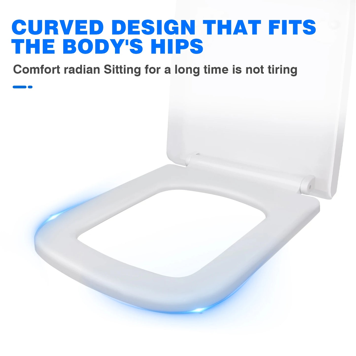 Toilet Seat Slow Close Quiet Lid Thickened Durable for Both Adults Children Universal Bathroom Accessories, Square Shape