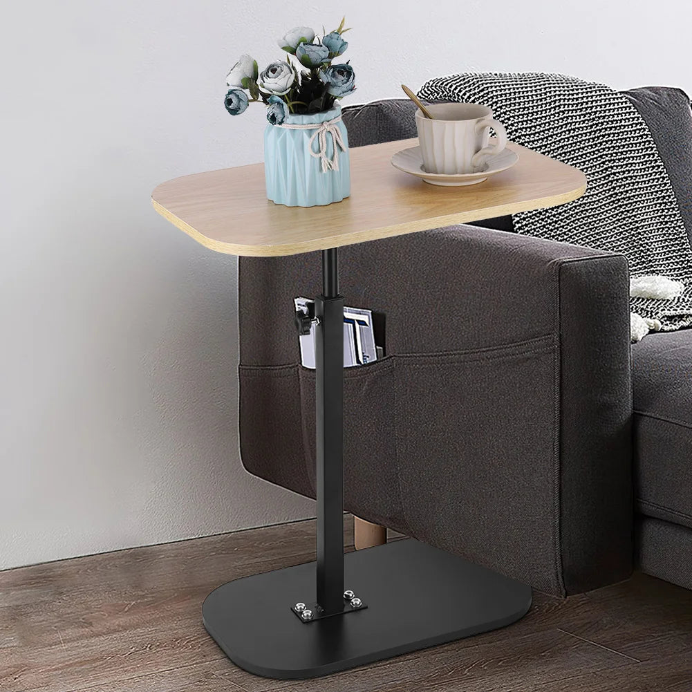 C Shaped Side Table Portable Corner Table 360°Swivel & Flip Top C Shaped End Table for Couch Laptop Stand Coffee Drink Table
