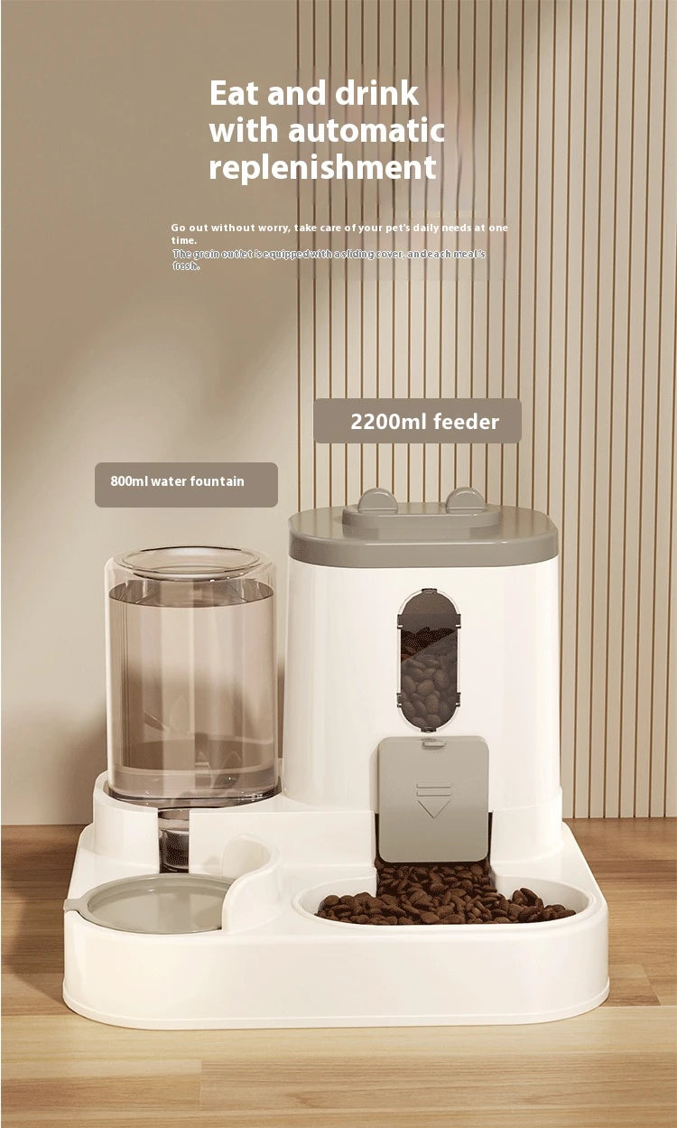 Automatic Dog Cat Feeder and Water Dispenser Gravity Food Feeder and Waterer Set with Pet Food Bowl