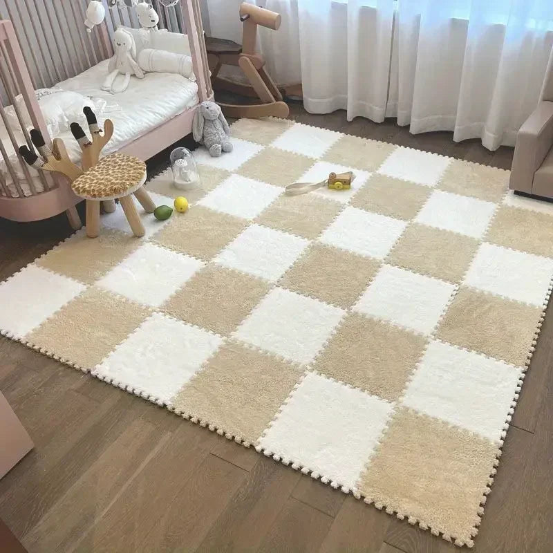 6/12Pcs Baby Play Mat EVA Foam Puzzle Tiles Soft Plush Interlocking Crawling Mat Non-Slip Nursery Floor Rug Washable