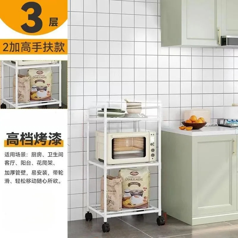 Kitchen Storage Rack Multilayer No Drill Rolling Shelf for Pots Microwave Oven Vegetables Organiser