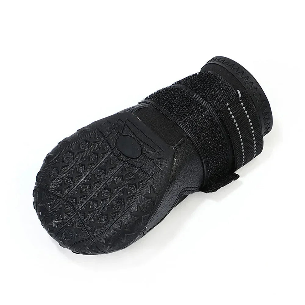 Dog Socks & Boots – 4pcs Reflective Waterproof Anti-Slip Shoes for Medium and Large Dogs, Warm for Snow & Rain